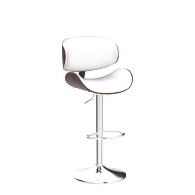 45 Pounds Adjustable Height Bar Chair with Backrest and Footrest PU Leather Upholstery