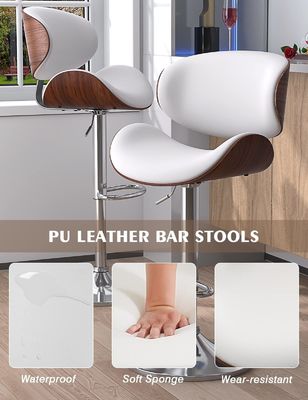 45 Pounds Adjustable Height Bar Chair with Backrest and Footrest PU Leather Upholstery