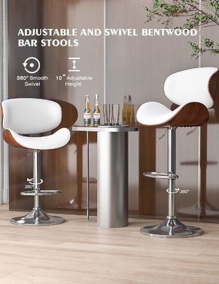 45 Pounds Adjustable Height Bar Chair with Backrest and Footrest PU Leather Upholstery