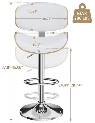 Bar Room Restarant Furniture Adjustable Height Swivel Bar Stools with Back and Footrest