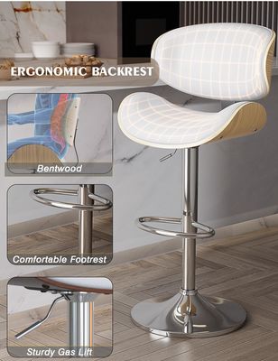 Bar Room Restarant Furniture Adjustable Height Swivel Bar Stools with Back and Footrest