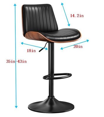 Customized Color Bar Chair with Back and Footrest Adjustable Height Swivel Bar Stools