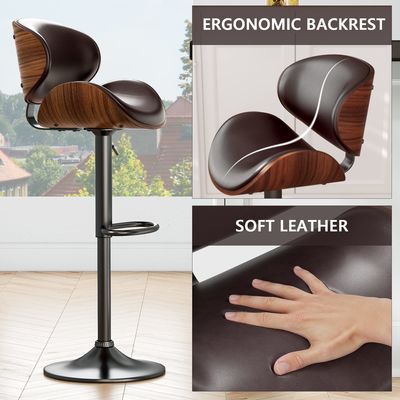 Adjustable Height Swivel Bar Stool Upholstered in PU Leather for Commercial Furniture