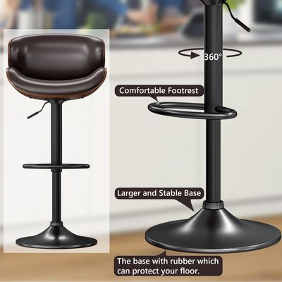 Adjustable Height Swivel Bar Stool Upholstered in PU Leather for Commercial Furniture