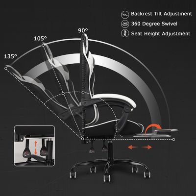 Synthetic Leather High Back Video Ergonomic Racing Gaming Chair with Footrest ALINUNU