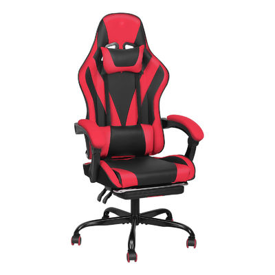 Synthetic Leather High Back Racing Gaming Chair with Footrest and Adjustable Height
