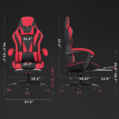 Synthetic Leather High Back Racing Gaming Chair with Footrest and Adjustable Height