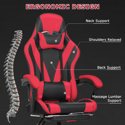 Synthetic Leather High Back Racing Gaming Chair with Footrest and Adjustable Height