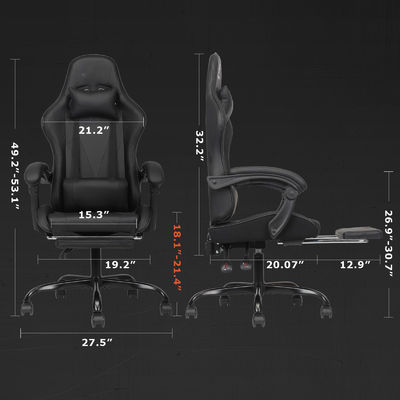 Maximum Weight of 300 Pounds High Back Gaming Chair with Footrest and Recliner Function
