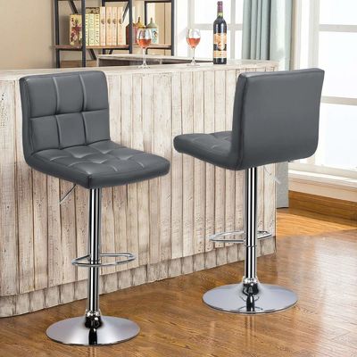 Modern Bar Stools Height Adjustable Counter Height Barstools Swivel Chair GENUINE LEATHER