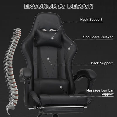 Maximum Weight of 300 Pounds High Back Gaming Chair with Footrest and Recliner Function