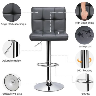 Modern Bar Stools Height Adjustable Counter Height Barstools Swivel Chair GENUINE LEATHER