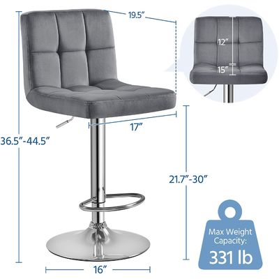 Modern Bar Stools Height Adjustable Counter Height Barstools Swivel PU Leather Chair