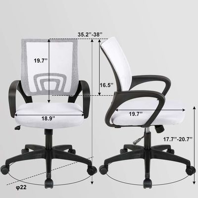 ALINUNU White Mesh Executive Chair with Lumbar Support and Butterfly Mechanism
