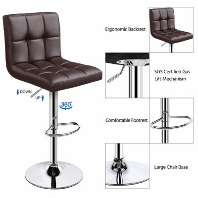 Height Adjustable Modern Barstools with Swivel PU Leather Chair 19.5&quot;D x 17&quot;W x 36.5&quot;H