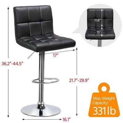 19.5&quot;D x 17&quot;W x 36.5&quot;H Modern Bar Stools with Adjustable Height and Swivel PU Leather