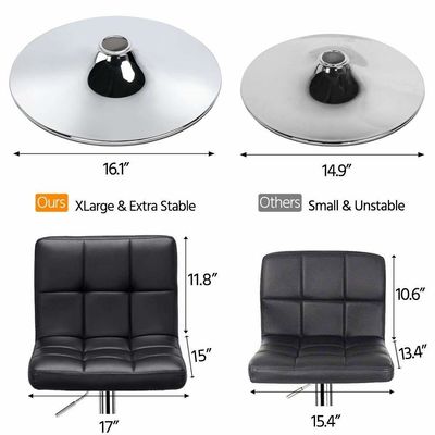 19.5&quot;D x 17&quot;W x 36.5&quot;H Modern Bar Stools with Adjustable Height and Swivel PU Leather
