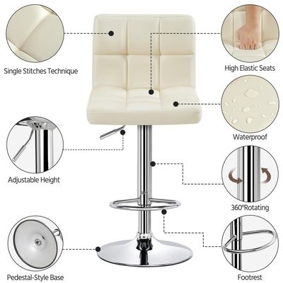 Modern Counter Height Swivel Barstools Height Adjustable PU Leather Chair from ALINUNU