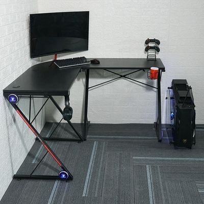 Workspace Home Office L-shaped Computer Gaming Table with Round Corner Monitor Stand
