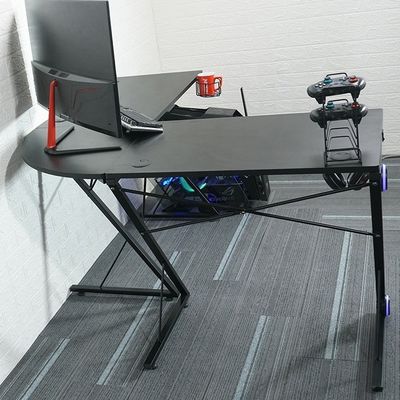 Workspace Home Office L-shaped Computer Gaming Table with Round Corner Monitor Stand