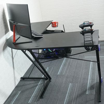 Workspace Home Office L-shaped Computer Gaming Table with Round Corner Monitor Stand