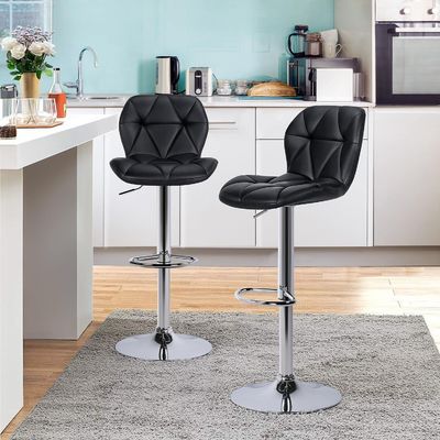Bar Chair with Backrest Height Adjustable Swivel Tall Bar Stools Modern PU Leather