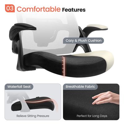Flip-up Armrest Mesh Executive Lumbar Support Swivel Chair for Home Office by Alinunu