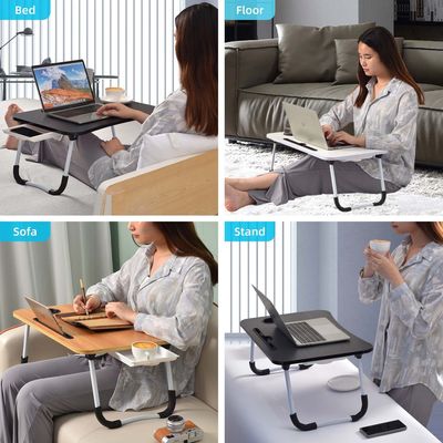 Portable Foldable Laptop Bed Table Desk Tray with Cup Holder 15.7&quot;D x 23.6&quot;W x 11&quot;H