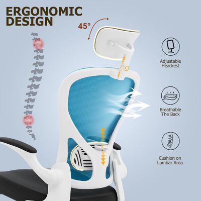 Ergonomic Home Office Desk Chair Customizable Modern Swivel Chair with Flip-up Arms