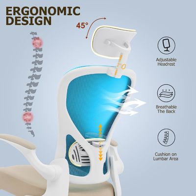 Ergonomic Home Office Desk Chair Customizable Modern Swivel Chair with Flip-up Arms