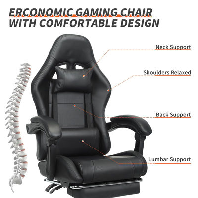 Height Adjustable Gaming Chair with Lumbar Support and Footrest Customized Color