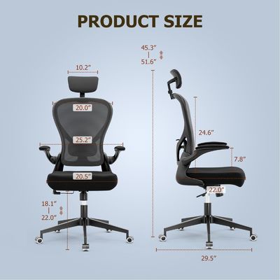 Swivel Function and Flip-up Arms Ergonomic Home Office Desk Chair with Height Adjust