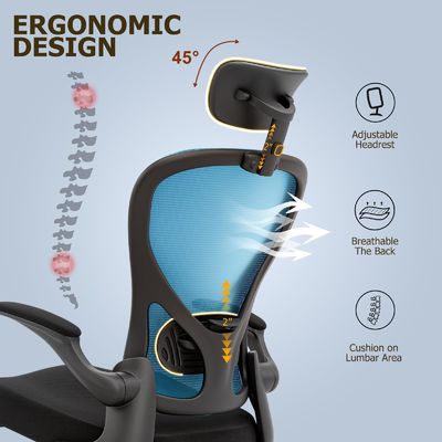 Swivel Function and Flip-up Arms Ergonomic Home Office Desk Chair with Height Adjust