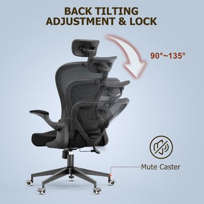 Swivel Function and Flip-up Arms Ergonomic Home Office Desk Chair with Height Adjust