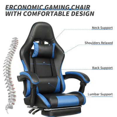 Customized Color Height Adjustable Video Gaming Chair with Lumbar Support and Footrest