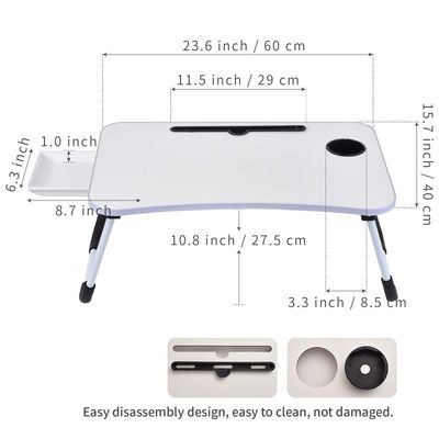 Wooden Laptop Bed Table Desk Tray with Cup Holder Large Portable Foldable Lap Desk