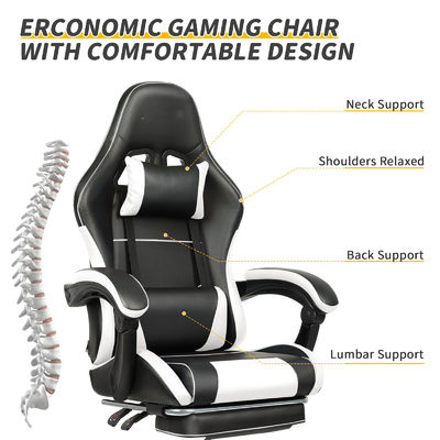 Ergonomic Design Adjustable Height Gaming Chair with Lumbar Support and Footrest
