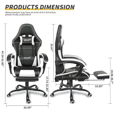 Ergonomic Design Adjustable Height Gaming Chair with Lumbar Support and Footrest