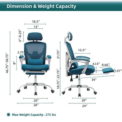 Customized Color Back Mesh Rolling Swivel Mesh Chairs with Wheels Item Weight 34.4 Pounds