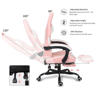 ALINUNU Gaming Chair Customize Height Adjustable with Lumbar Support and Footrest