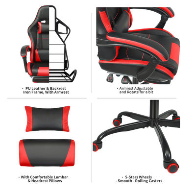 Customized Color Metal Gaming Chair with Adjustable Height and Lumbar Support
