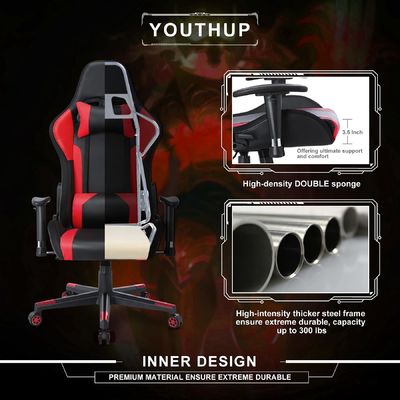 ALINUNU Customizable Leather RGB Gaming Chair with LED Light Bar and Fabric Material