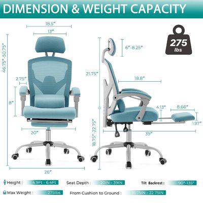 Back Mesh Office Computer Desk Chair with Adjustable Height and Swivel Rolling Function
