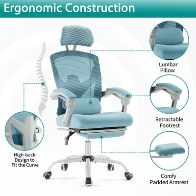 Back Mesh Office Computer Desk Chair with Adjustable Height and Swivel Rolling Function