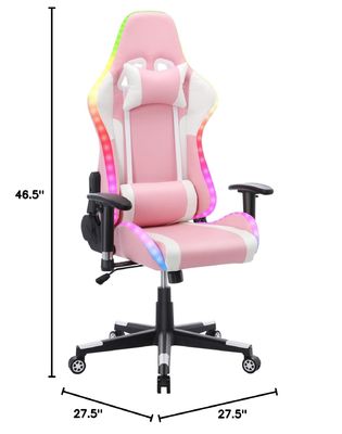Adjustable Computer Office Gaming Chair with Massage Feature and LED Light Bar ALINUNU