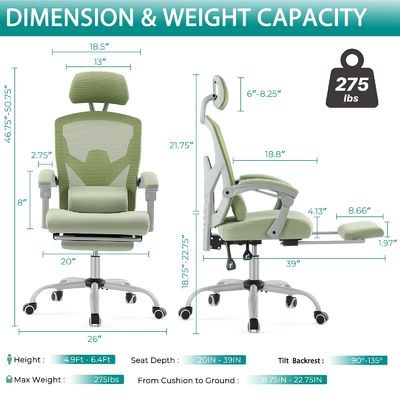 Back Mesh Office Chair with Swivel and Reclining Functions 34.4 Pounds Modern Design