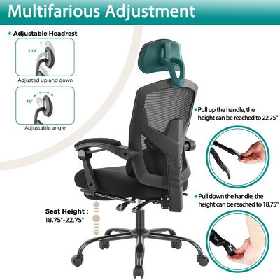 Back Mesh Rolling Swivel Reclining Chairs for Office 360 Swivel/ Height Adjust 34.4 Pounds