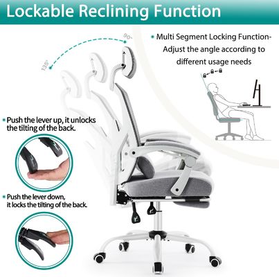 ALINUNU Back Mesh Office Chair with Footrest 34.39 Pounds and Reclining Function