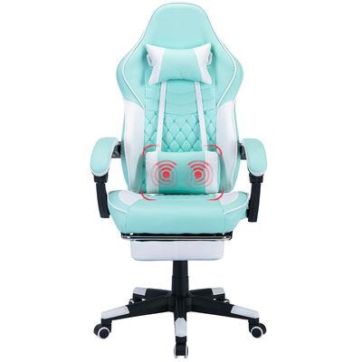 Ergonomic Swivel Gaming Chair Leather Seat with Massage Function and Foldable Design