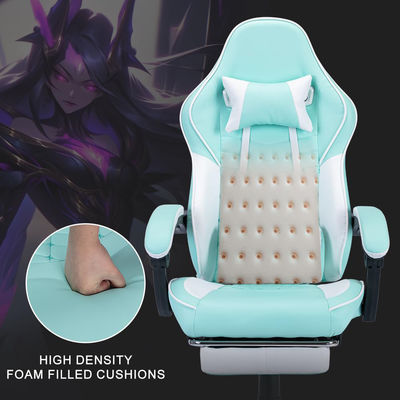 Ergonomic Swivel Gaming Chair Leather Seat with Massage Function and Foldable Design